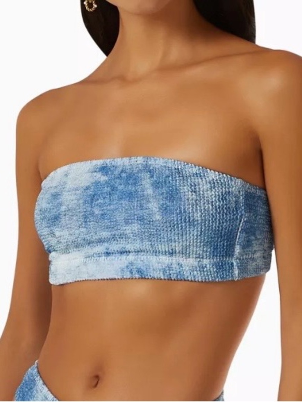 Good American bandeau tie dye swim bikini top 1-2 small